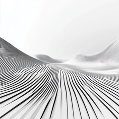 Poster - Abstract landscape of flowing black and white lines creating a serene, minimalist aesthetic.