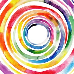 Poster - Colorful spiral pattern with vibrant hues of watercolor in a circular design, creating a playful and artistic look.