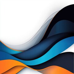 Poster - Dynamic abstract waves in blue, orange, and black colors create a modern and vibrant design.