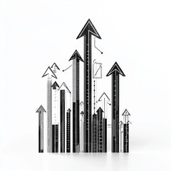 Poster - Abstract black and white arrows representing growth and progress in a modern business context.