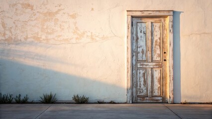Poster - the uneven paint application creates artistic flair on the door contrasting starkly with the clean b