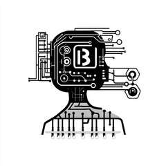 Poster - A futuristic illustration of a robotic head with intricate circuit designs, symbolizing technology and innovation.