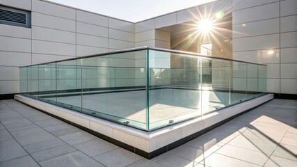Aufkleber - The sunlight catches the edges of the newly installed glass highlighting the pristine clarity and modern elegance of the enclosure against a backdrop of fresh tile.