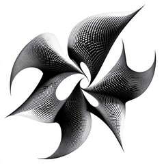 Poster - Abstract black and white geometric swirl design creating a sense of movement and depth.