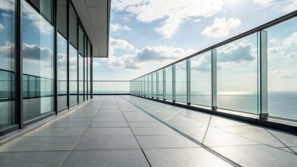 Aufkleber - The edges of the glass panels glisten with a seamless finish where the clean lines meet the balconys modern flooring emphasizing minimalism.