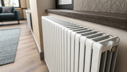 Aufkleber - The closeup image captures the textured surface of the radiator showing how its modern design integrates seamlessly with the surrounding decor offering both function and
