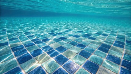 Aufkleber - The closeup captures a shimmering glass tile blend that shifts from deep blue to crisp aqua evoking a serene underwater ambiance.