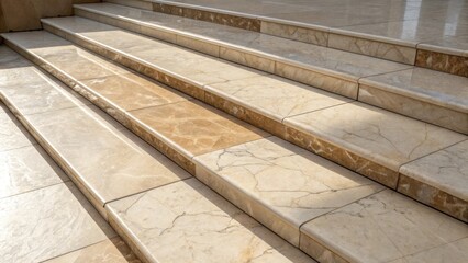 Poster - Layers of marble tiles in varying shades of beige and cream their smooth edges glinting with light casting delicate shadows that emphasize the tiles refined craftsmanship.