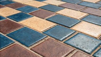 Poster -  deep shades contrast with lighter hues while the grout fills in the gaps showcasing both imperfections and the artisanal effort in the work.