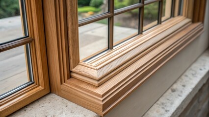Poster - A vivid examination of a window frames interior view showcasing the handcrafted joints and meticulously p seals that enhance both aesthetics and functionality.