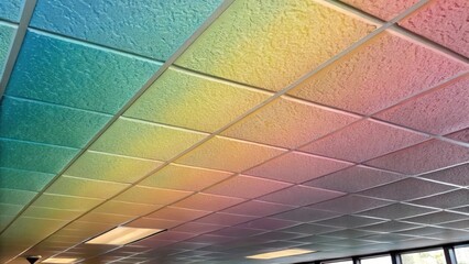 Aufkleber - A vibrant closeup of a ceiling tile showing a painted finish where the colors blend effortlessly capturing the essence of a creative renovation project.