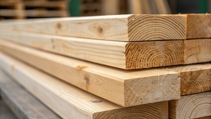 Poster - An intimate view that centers on the raw untouched surface of a few stacked wooden slats emphasizing the natural imperfections and organic beauty of the material before