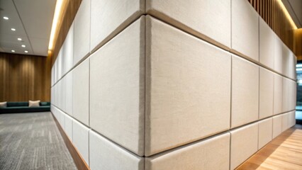 Aufkleber - An intimate view of the walls corner junction where two smooth sides meet in an untouched embrace ready to host acoustic panels for an improved auditory experience.