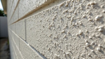 Poster - An extreme closeup reveals the rough texture of the adhesive as it adheres to the wall demonstrating the careful application process with tiny specks and lines capturing the