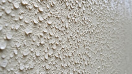 Poster - An extreme closeup of the primers texture showing tiny bubbles and ridges formed during application with hints of the original wall color peeking through in some areas.