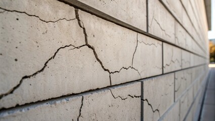 Aufkleber - An artistic closeup of the deep grooves and fissures in the concrete wall showcasing the materials unique qualities that celebrate imperfections and organic forms.