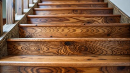 Aufkleber - A focused shot of small knots and variations in color on a stair tread with the grain flowing naturally telling the story of the woods journey through time.