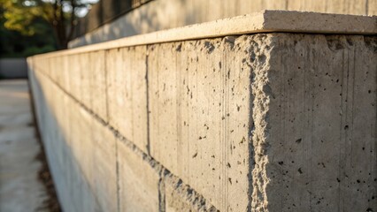 Aufkleber - A detail shot of the raw edge of the concrete wall showing the irregularity of the finish and the organic feel of the material accompanied by soft shadows that create depth.