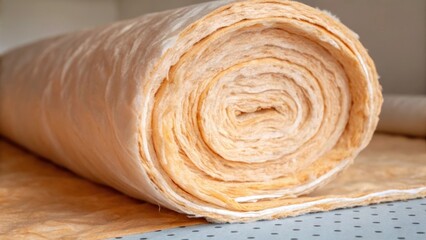 Aufkleber - A detailed view featuring a partially unwrapped roll of insulation with its soft fibrous interior exposed inviting thoughts of warmth and comfort being coed in this upcoming living