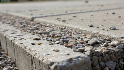 Poster - A detailed image of a section of concrete where bits of gravel are tered across the surface creating a textured landscape.
