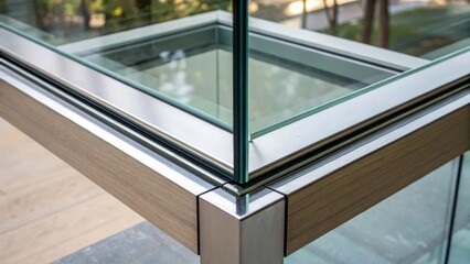 Poster - A detailed glimpse at the corner joint where two glass panels meet highlighting the seamless integration and the polished edges that catch the light perfectly.