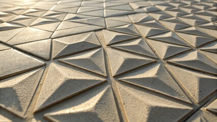 Poster - A closeup view of a textured 3D tile with raised geometric forms capturing the interplay between light and shadows that adds depth and interest to the otherwise simple entry
