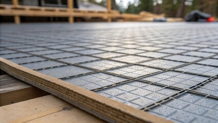 A closeup revealing the underside of an underlayment sheet showing a gridlike pattern and solid construction designed for optimal floor support.