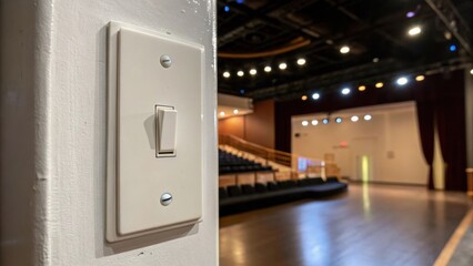 Poster - A closeup of a light switch still in its original state contrasts against the otherwise transformed ambiance around it setting the stage for a brightened atmosphere postrenovation.