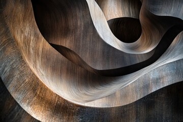 Canvas Print - Abstract Wooden Sculpture Swirling Curves and Layers