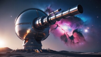 Wall Mural - futuristic observatory exploring cosmic nebulae