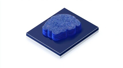 Poster - 3D digital rendering of a blue brain on a dark blue square.