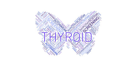 colored word cloud collage for thyroid awareness month. concept for screening, health education, hea