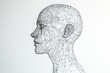 © John - Minimalist abstract typography poster with a wireframe head illustration against a white backdrop, merging art and tech