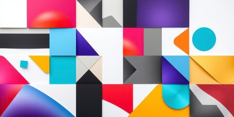 Wall Mural - A vibrant and colorful collage layout featuring various geometric shapes and patterns, creative, geometric