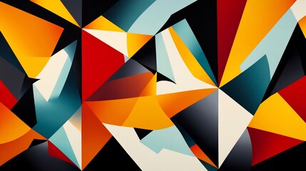 Poster - Abstract geometric art with vibrant colors and sharp angles, creating a dynamic and energetic composition.