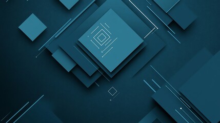 Poster - Abstract teal square geometric pattern background.