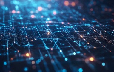 Aufkleber - Abstract digital network connection lines and nodes.