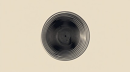 Poster - Abstract concentric circles pattern in black and beige.