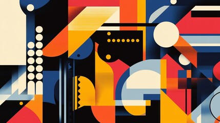 Aufkleber - Abstract geometric shapes in vibrant colors.