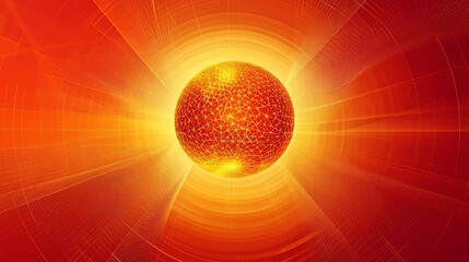 Aufkleber - Abstract glowing sphere in red and orange energy field.