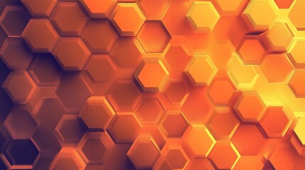 Aufkleber - Abstract 3D honeycomb pattern with orange and yellow hexagons.