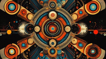 Poster - Abstract colorful symmetrical artwork with circular and geometric patterns.