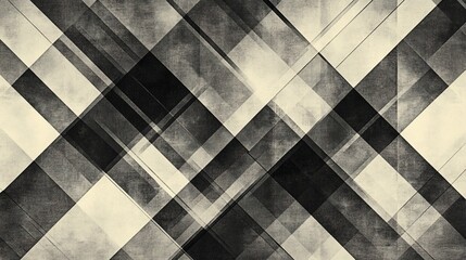 Poster - Abstract geometric grayscale pattern with diagonal lines and textured background.