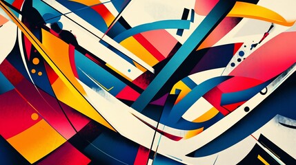 Poster - Abstract vibrant geometric artwork with bold colors and dynamic shapes.