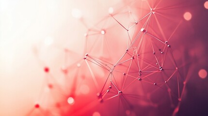 Poster - Abstract red and white geometric network connection background.