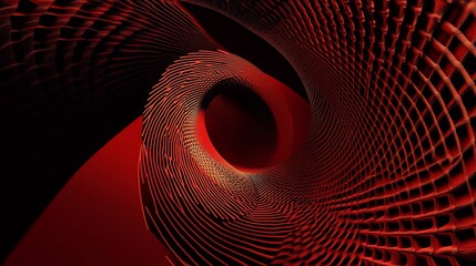 Aufkleber - Abstract red spiral tunnel with geometric pattern.