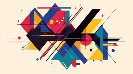 Poster - Abstract geometric composition with vibrant colors and dynamic shapes.