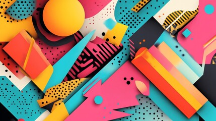 Aufkleber - Abstract colorful geometric shapes and patterns background. (1)