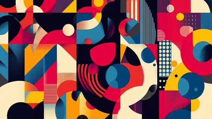 Poster - Abstract geometric art with vibrant colors and shapes. (11)