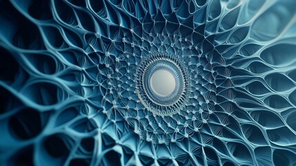 Aufkleber - Abstract blue spiral pattern, intricate design, 3D render.